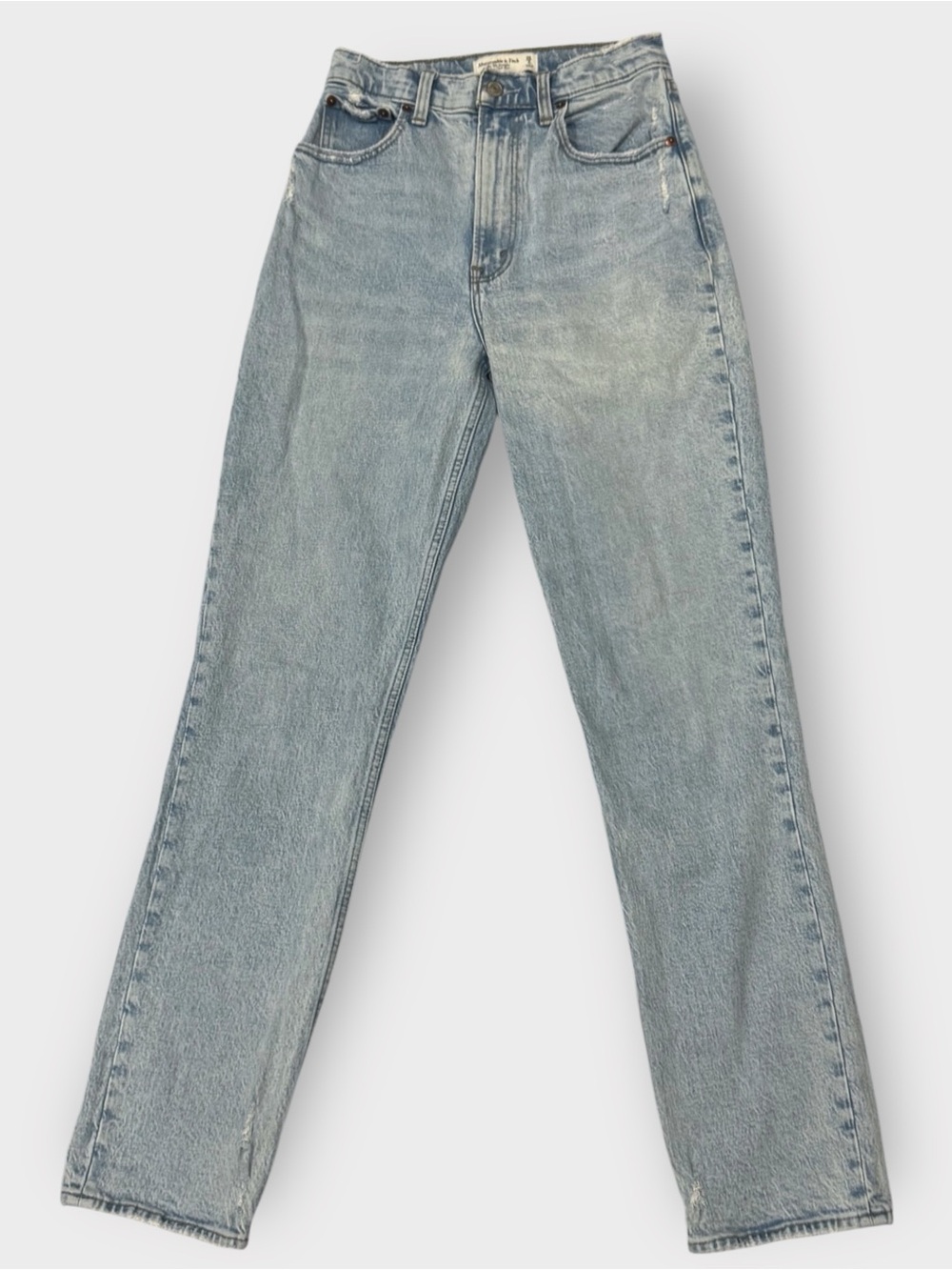 Abercrombie Curve Love 90s Straight Jeans 26L 2L Long Ultra High Rise Light Wash